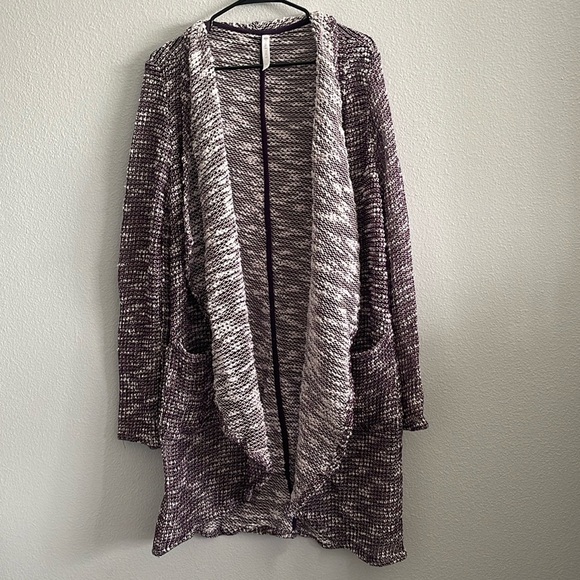 Fabletics Moscow Wrap Open Knit Duster Cardigan Sweater Purple Women's M - Picture 3 of 6